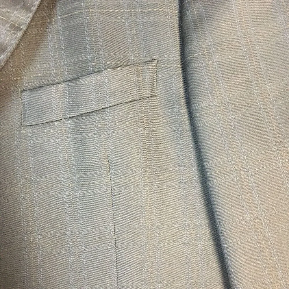 Pavone Zignone Worsted Wool Blue Plaid Suit Jacket 2 Buttons Mad in Italy Sz 42R